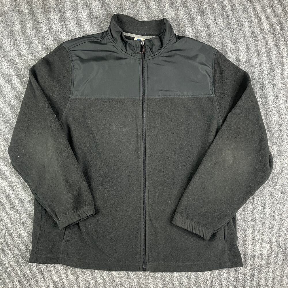 Starter Fleece Jacket Mens XL Black Full Zip Warm Outerwear Lightweight